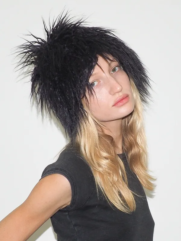 Faux Fur Toque in Black Yak sold by CLYDE