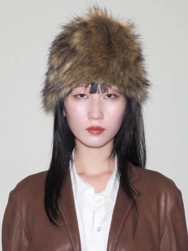 Faux Fur Toque Hat in Tan Fox made by CLYDE