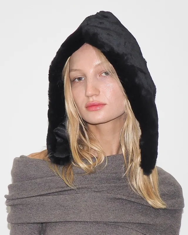 Sno Hood in Black Faux Fur sold by CLYDE