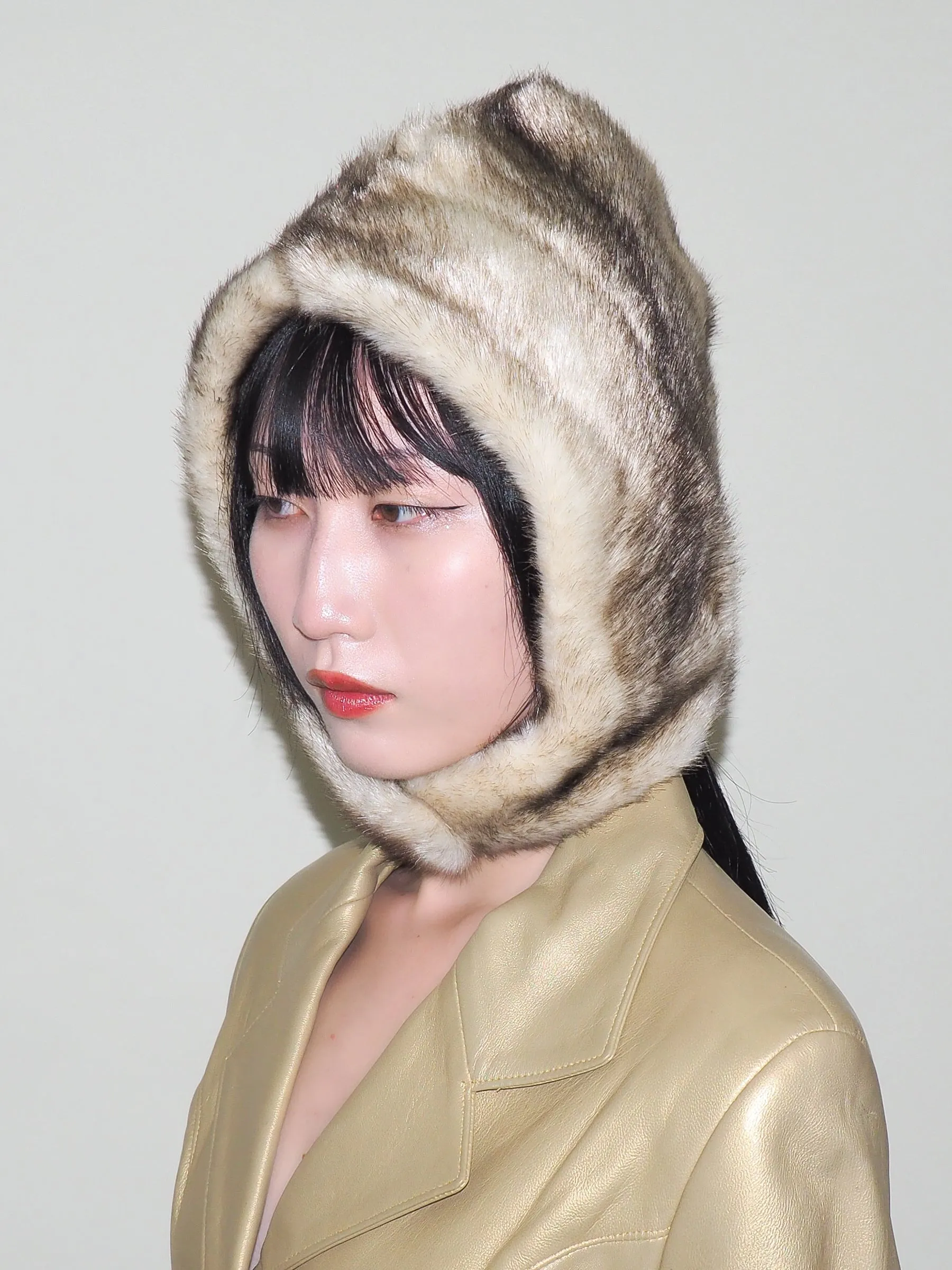 Sno Hood in Cream Faux Chinchilla sold by CLYDE