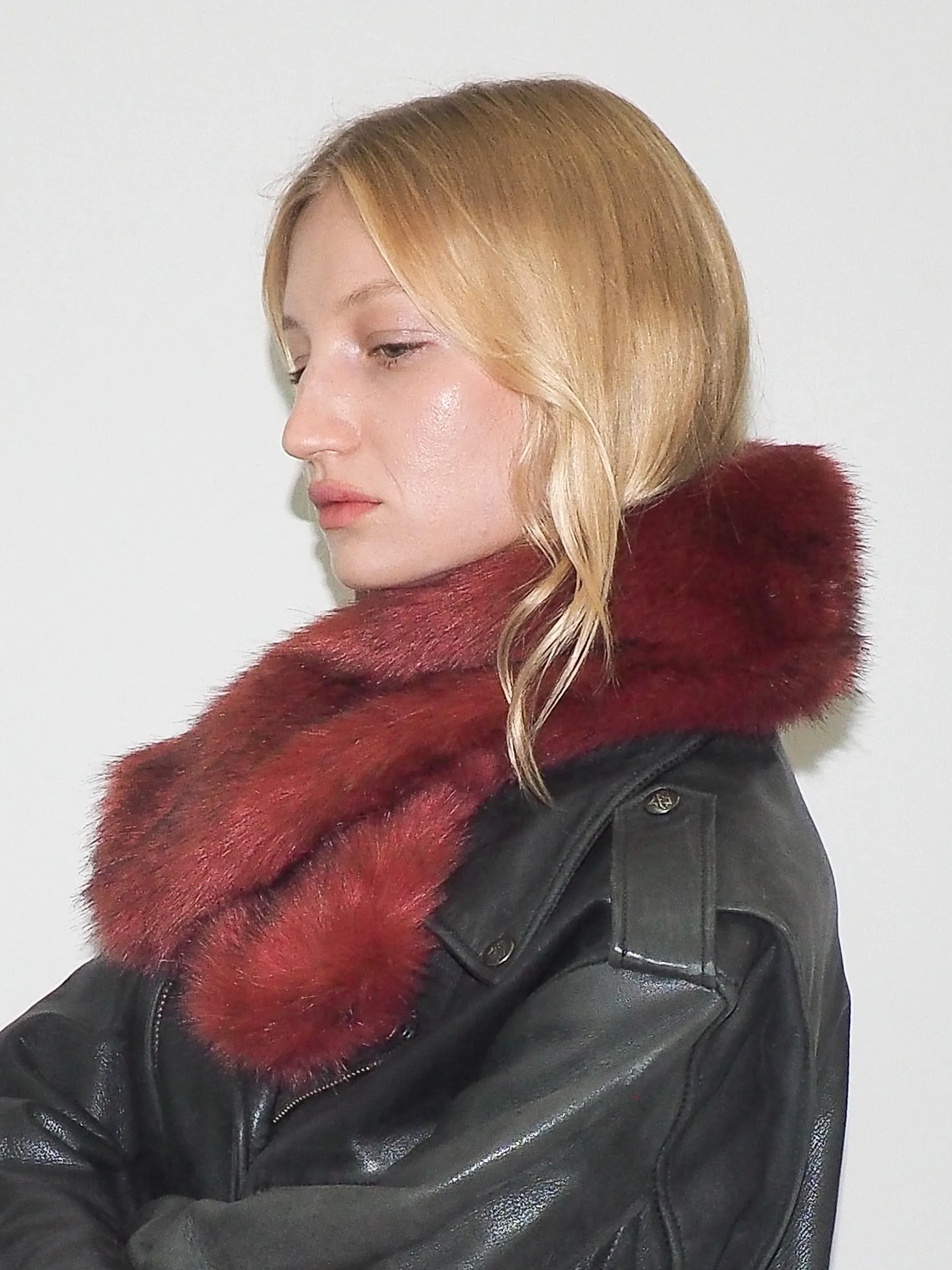 Sue Scarf in Red Faux Fox sold by CLYDE product image thumbnail 2