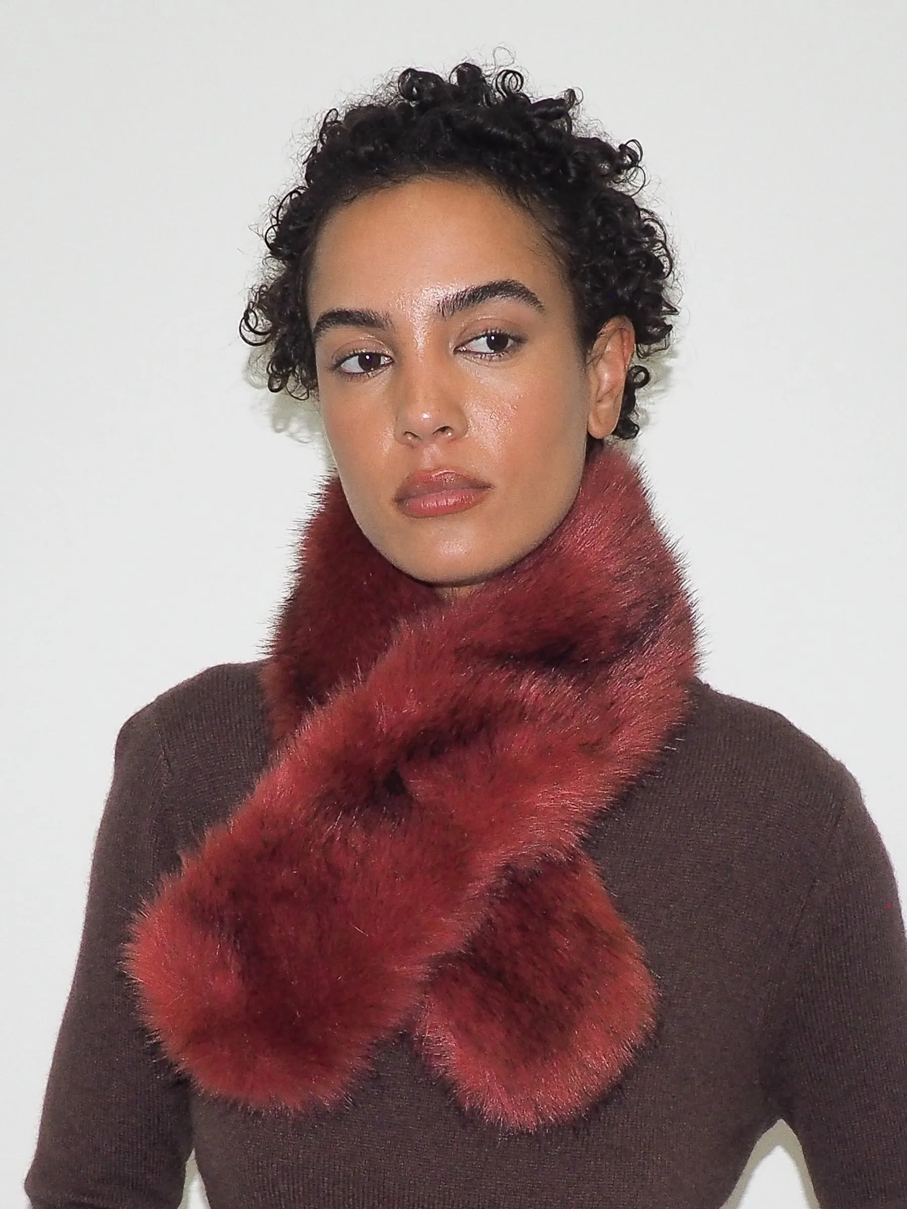 Sue Scarf in Red Faux Fox sold by CLYDE product image thumbnail 4