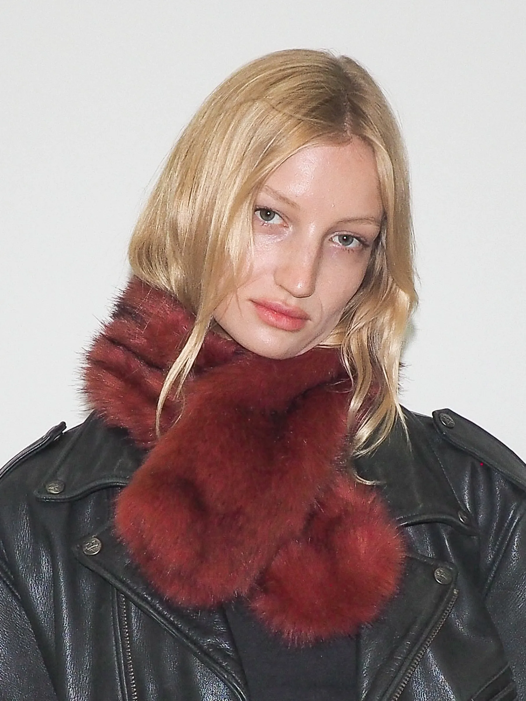 Sue Scarf in Red Faux Fox sold by CLYDE