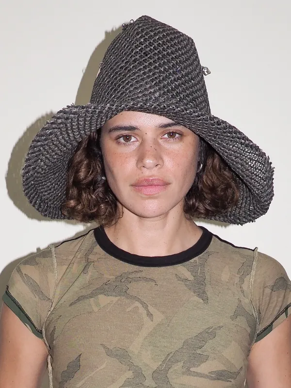 Charm Hat in Charcoal Weave Toyo Straw made by CLYDE