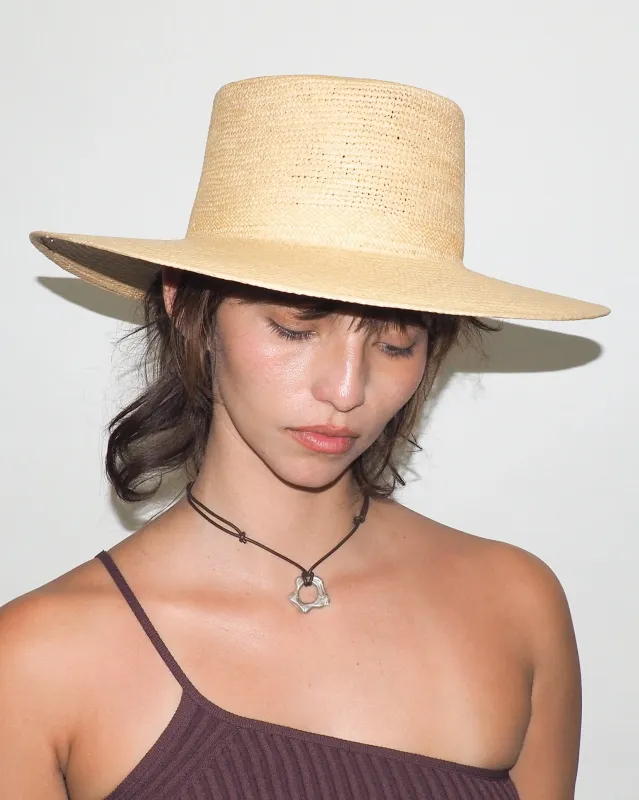 Cielo Hat in Tan Toquilla Straw sold by CLYDE