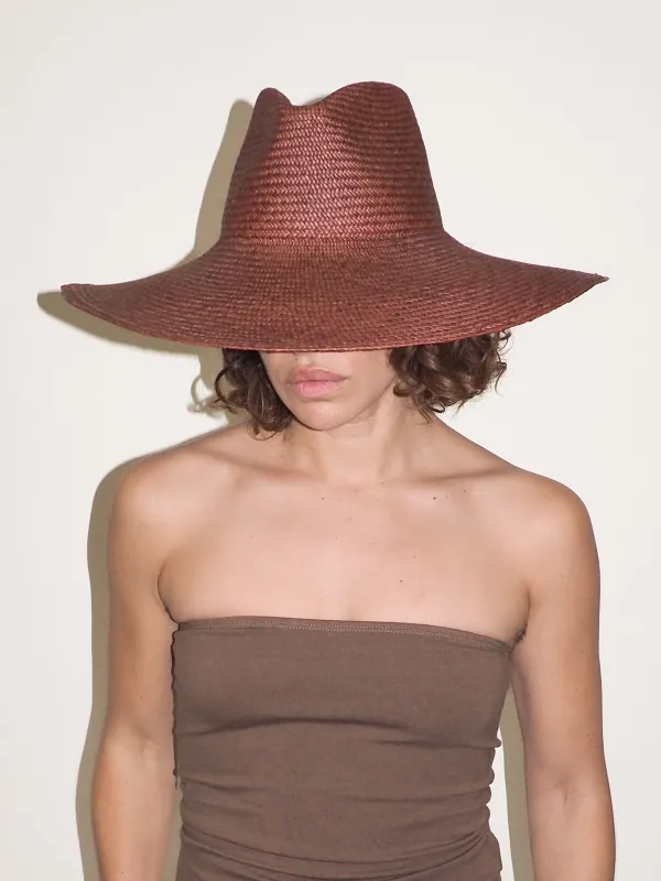 Caro Hat in Earth Brown Toquilla Straw made by CLYDE