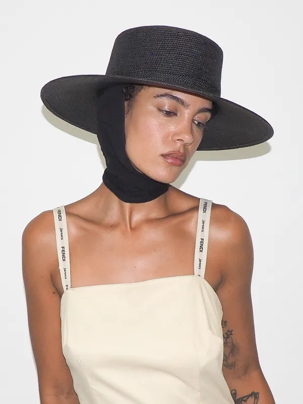 Cielo Hat w. Shade in Black Toquilla Straw made by CLYDE
