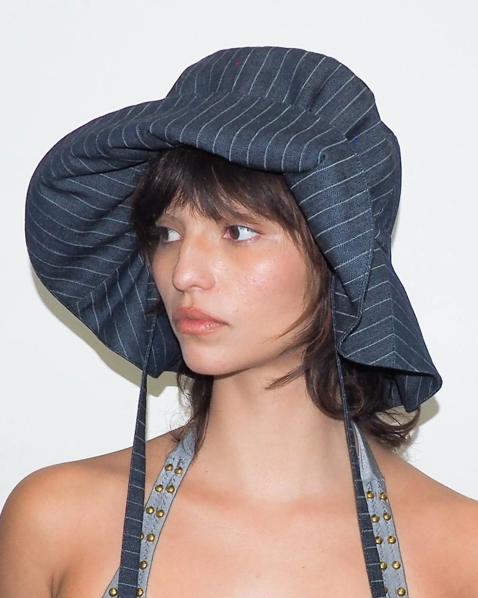 Forza Hat in Indigo Denim Pinstripe sold by CLYDE