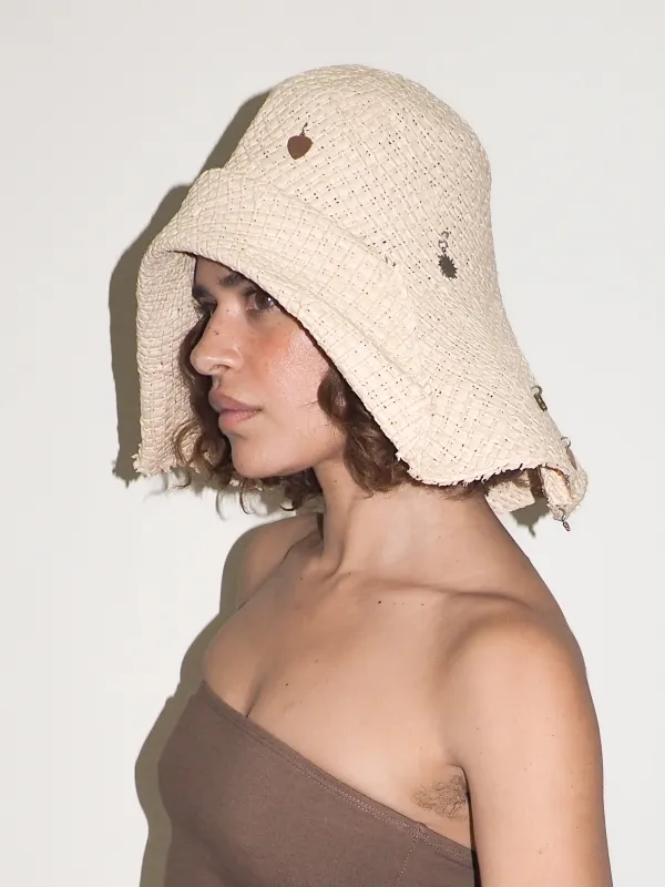 Charm Hat in Cream Toyo Straw sold by CLYDE