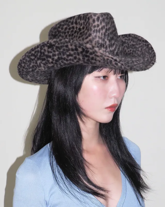 Cowboy Hat in Cheetah Spot Angora made by CLYDE
