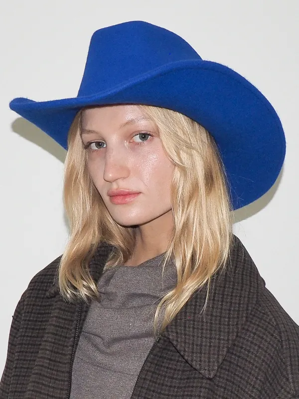 Cowboy Hat in Electric Blue Wool made by CLYDE