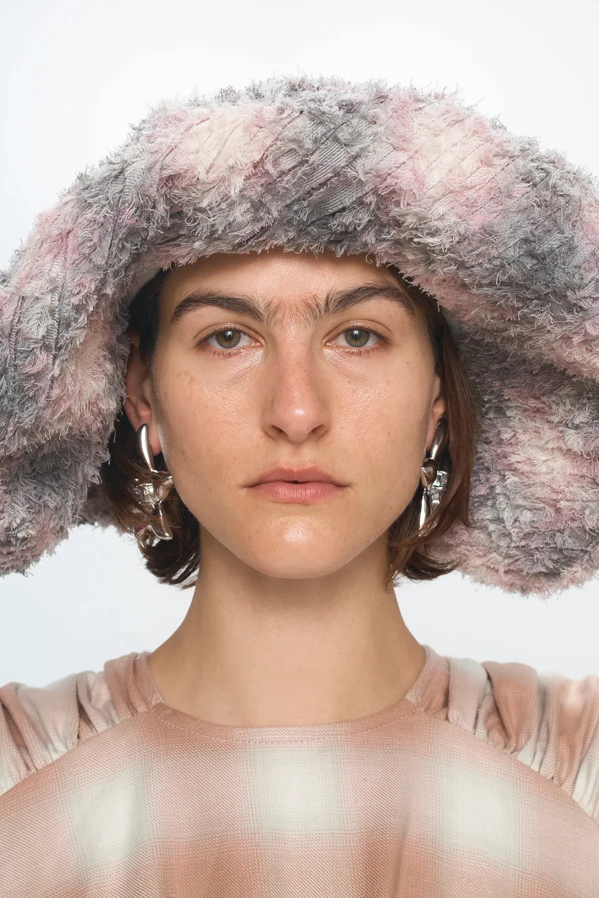 Collina Strada x Clyde Mala Hat in Lavender Plaid sold by CLYDE