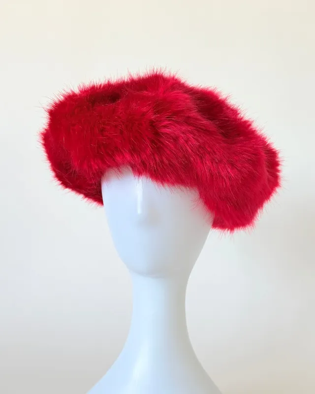 Faux Fur Beret in Red Fox made by CLYDE