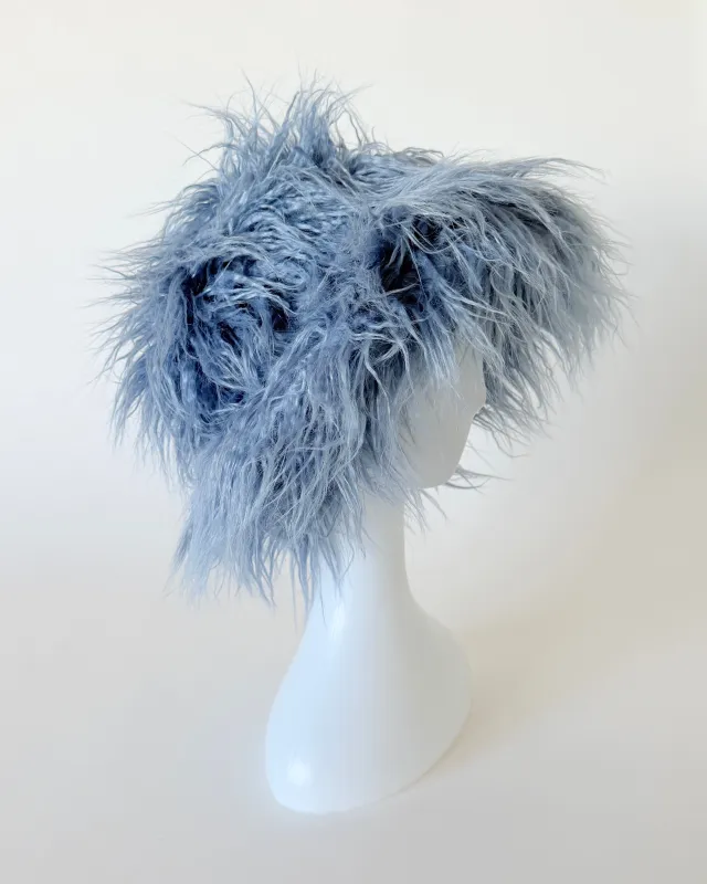 Faux Fur Bucket Hat in Blue Yak made by CLYDE