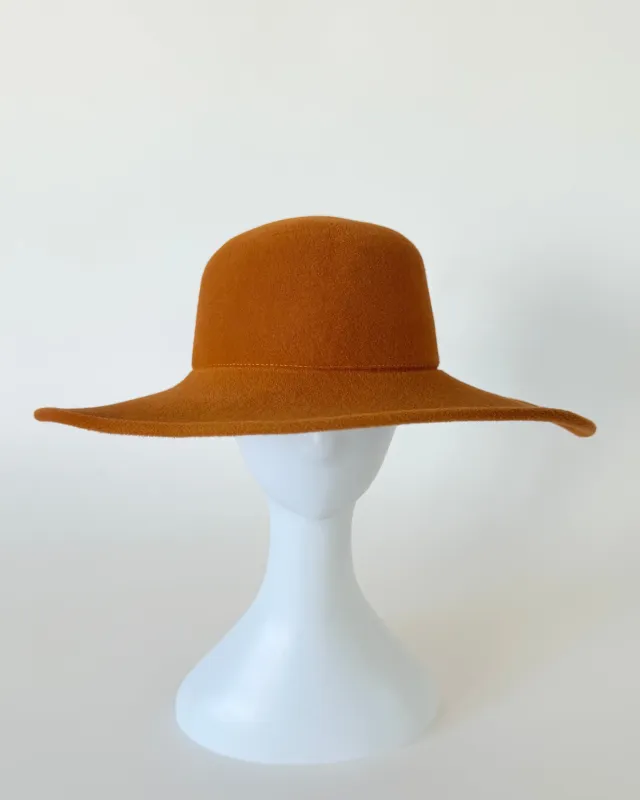 Pearl Hat Burnt Orange Velour made by CLYDE