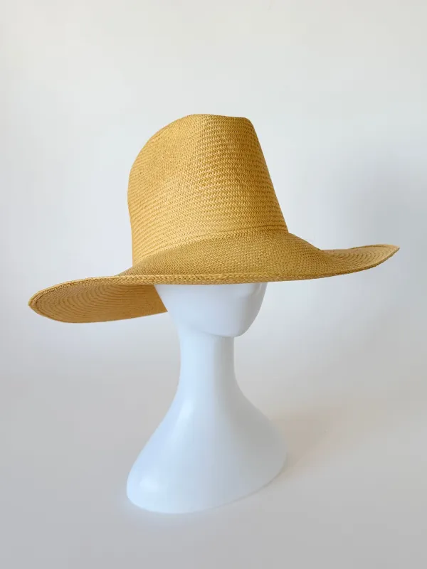 Cowboy Hat Ochre Yellow Toquilla Straw made by CLYDE