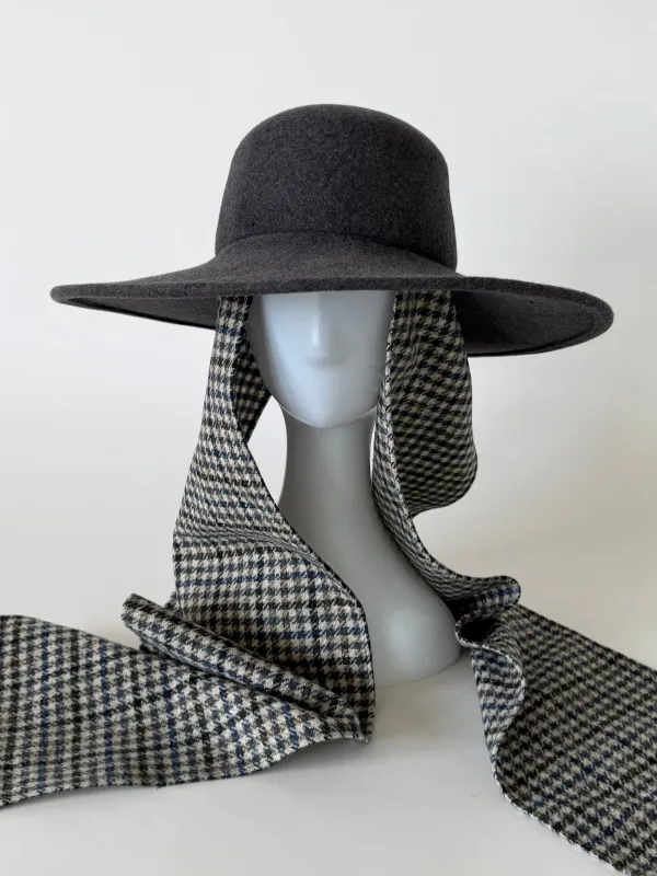 Pearl Hat in Charcoal Wool w. Scarves sold by CLYDE
