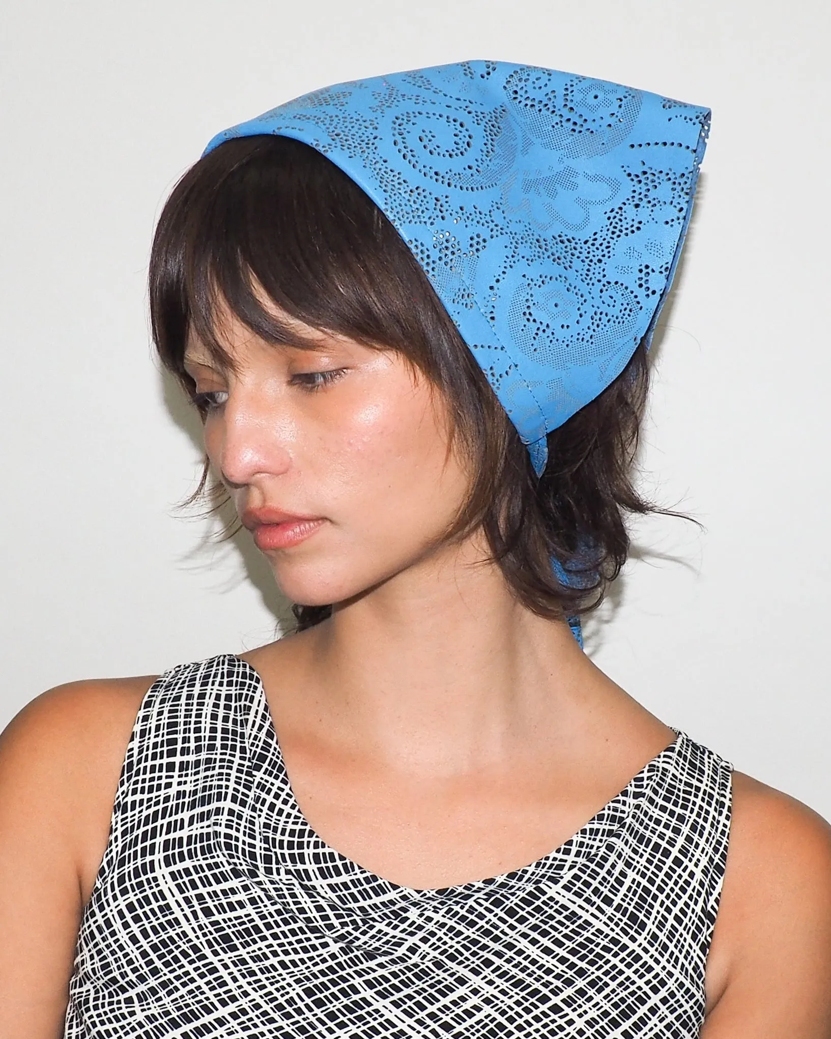 Vita Scarf in Lazer Cut Azure Lambskin sold by CLYDE