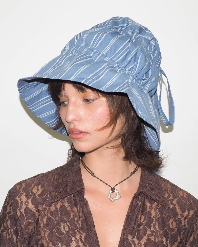 Moth Hat in Blue Stripe Poplin made by CLYDE