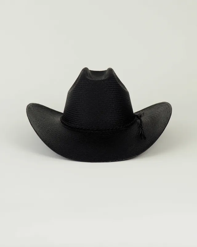 Western Hat in Black Toquilla Straw made by CLYDE