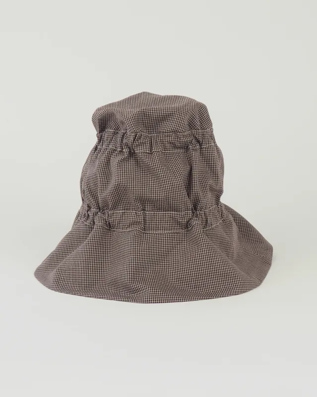 Moth Hat in Chocolate Gingham Poplin made by CLYDE