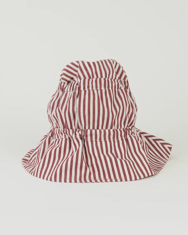 Moth Hat in Wine White Stripe Poplin made by CLYDE