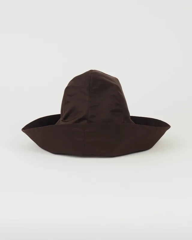 Iona Hat in Espresso Flight Satin made by CLYDE