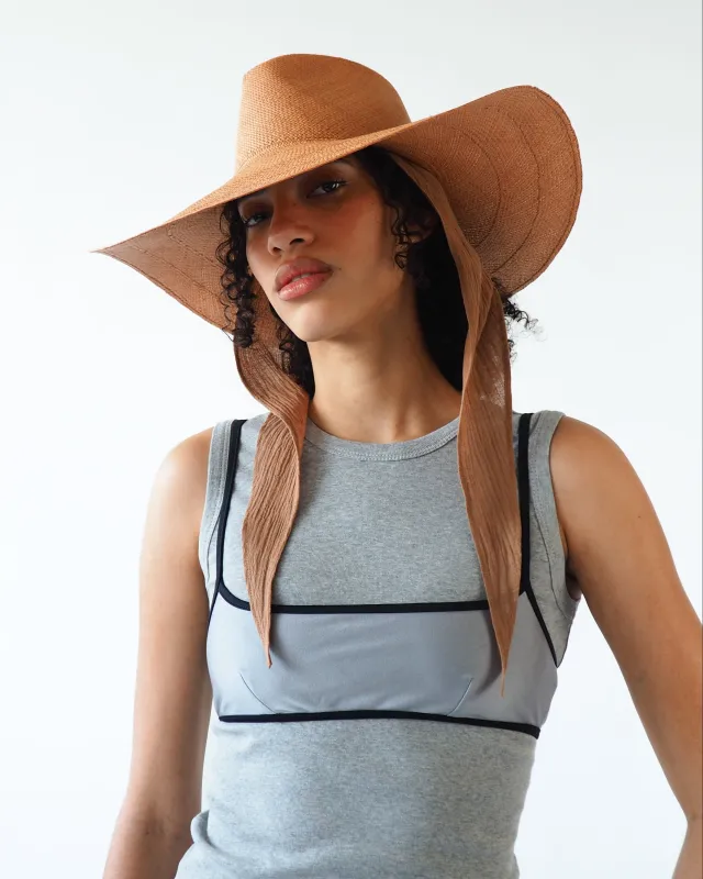 Caro Hat in Umber Brown w. Neck Shade made by CLYDE