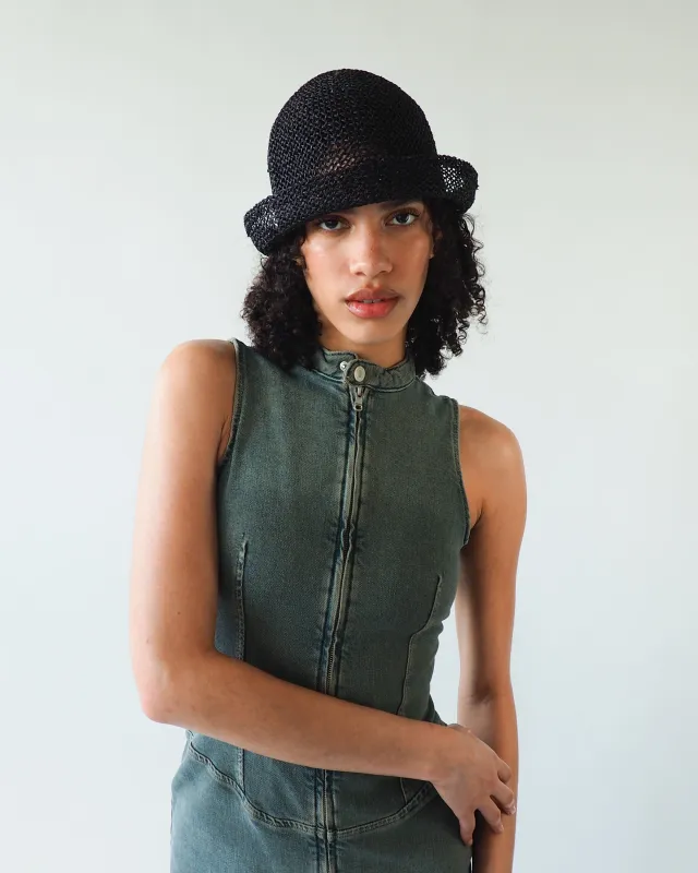 Crown Hat in Black Seagrass made by CLYDE
