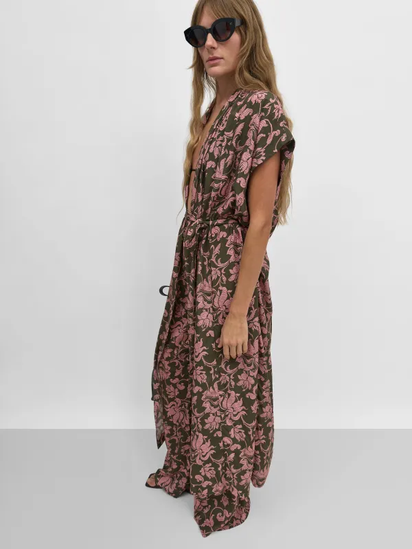 The Olympia wrap caftan dress in French Lily made by Rodebjer