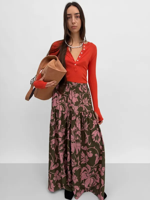 The Asti gathered skirt in French Lily made by Rodebjer