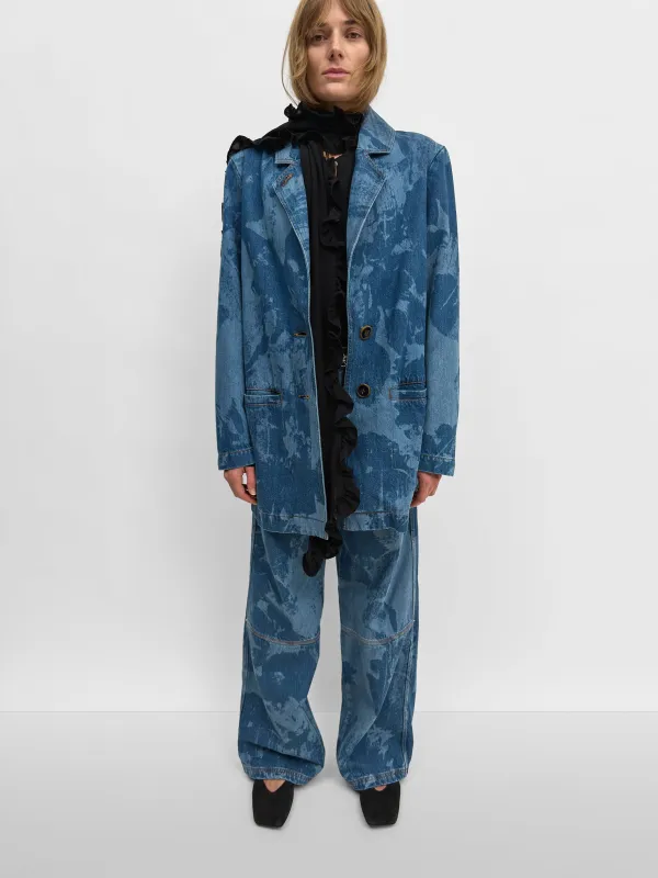 The Delphi print denim blazer made by Rodebjer
