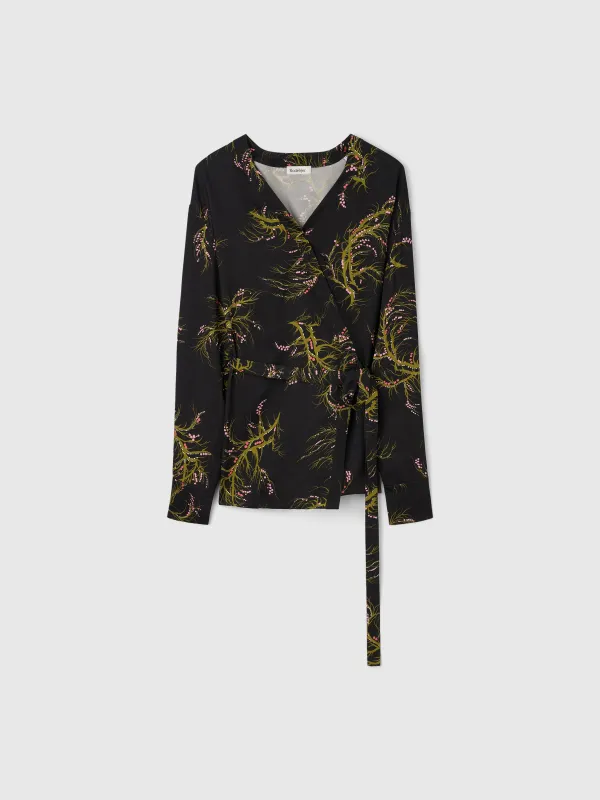 The Palmer wrap blouse in Seaweed made by Rodebjer