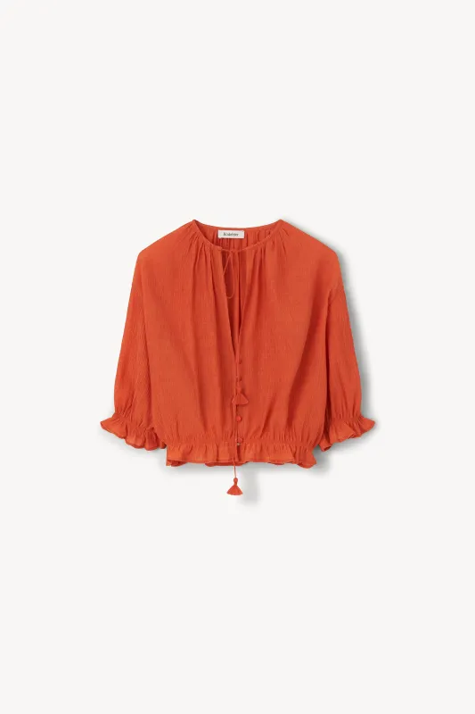 The Perla plissé blouse made by Rodebjer
