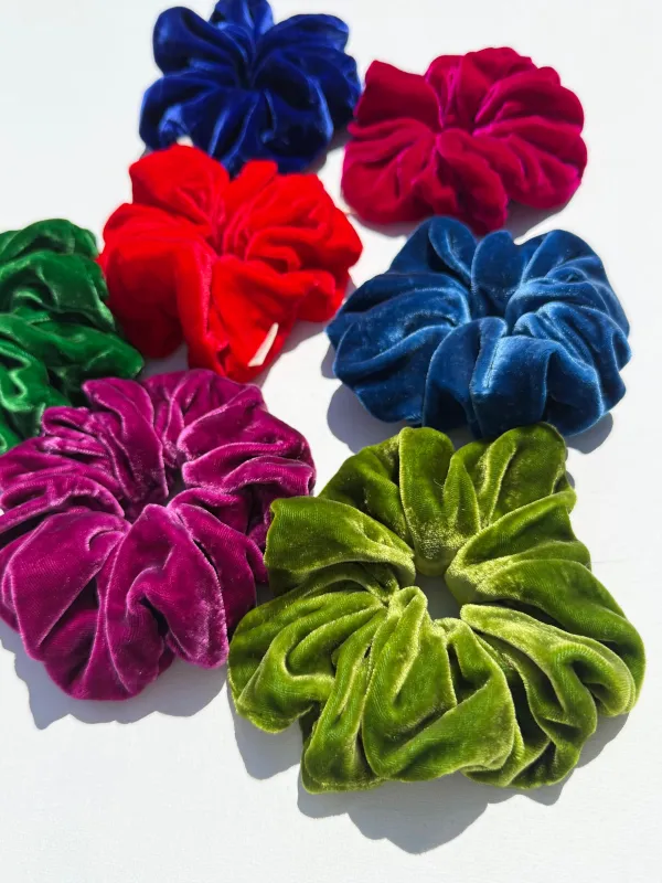 SILK VELVET SCRUNCHIES - crystal bright made by Billy Bamboo