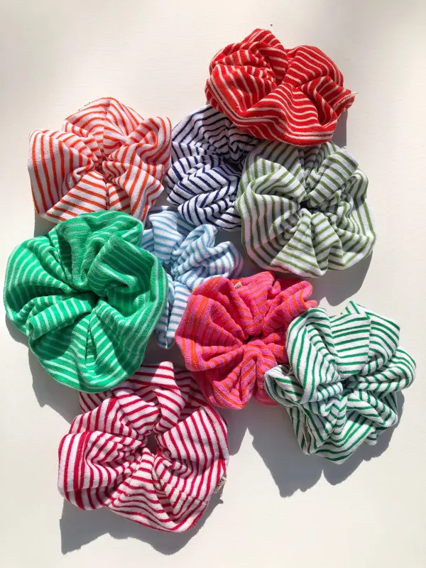 NOVA SCOTIA TOWELING STRIPE SCRUNCHIES - bright sold by Billy Bamboo