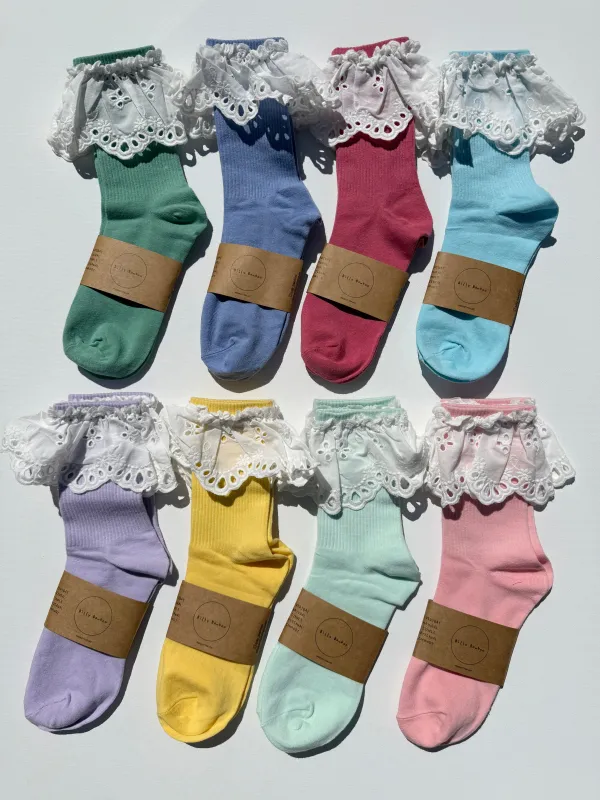 COTSWOLD MEADOW LACE SOCKS - brights made by Billy Bamboo