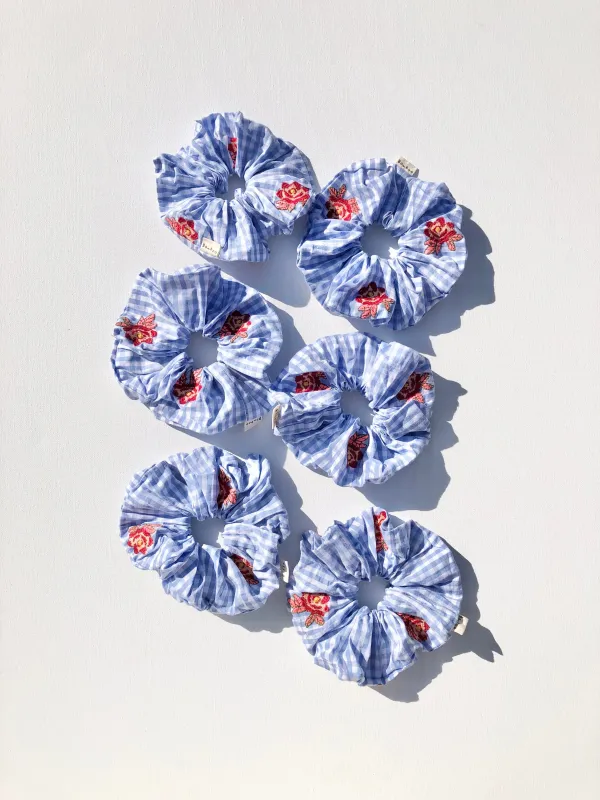 RED ROSE GINGHAM SCRUNCHIES made by Billy Bamboo