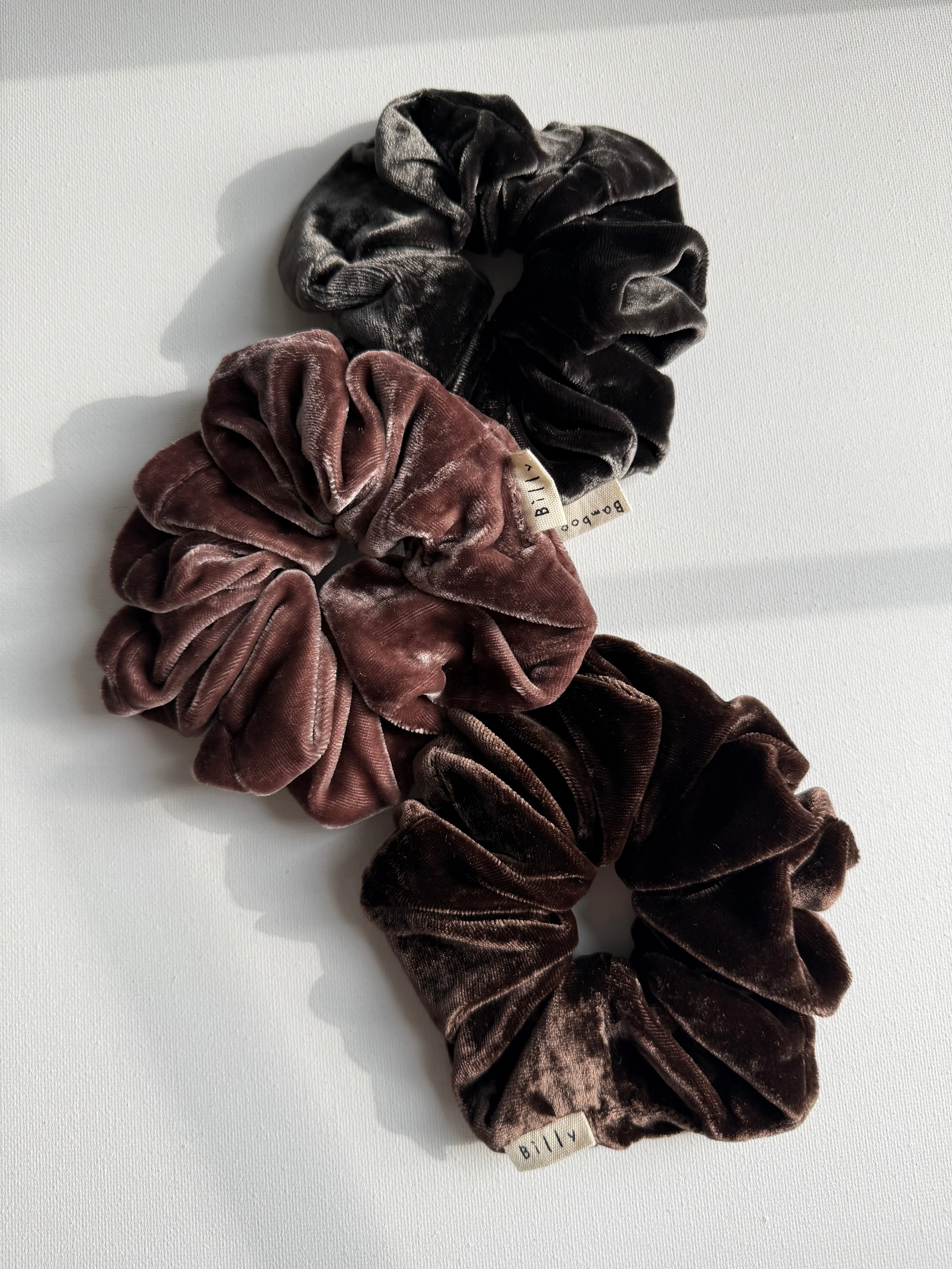 SILK VELVET SCRUNCHIES - neutral sold by Billy Bamboo product image thumbnail 4