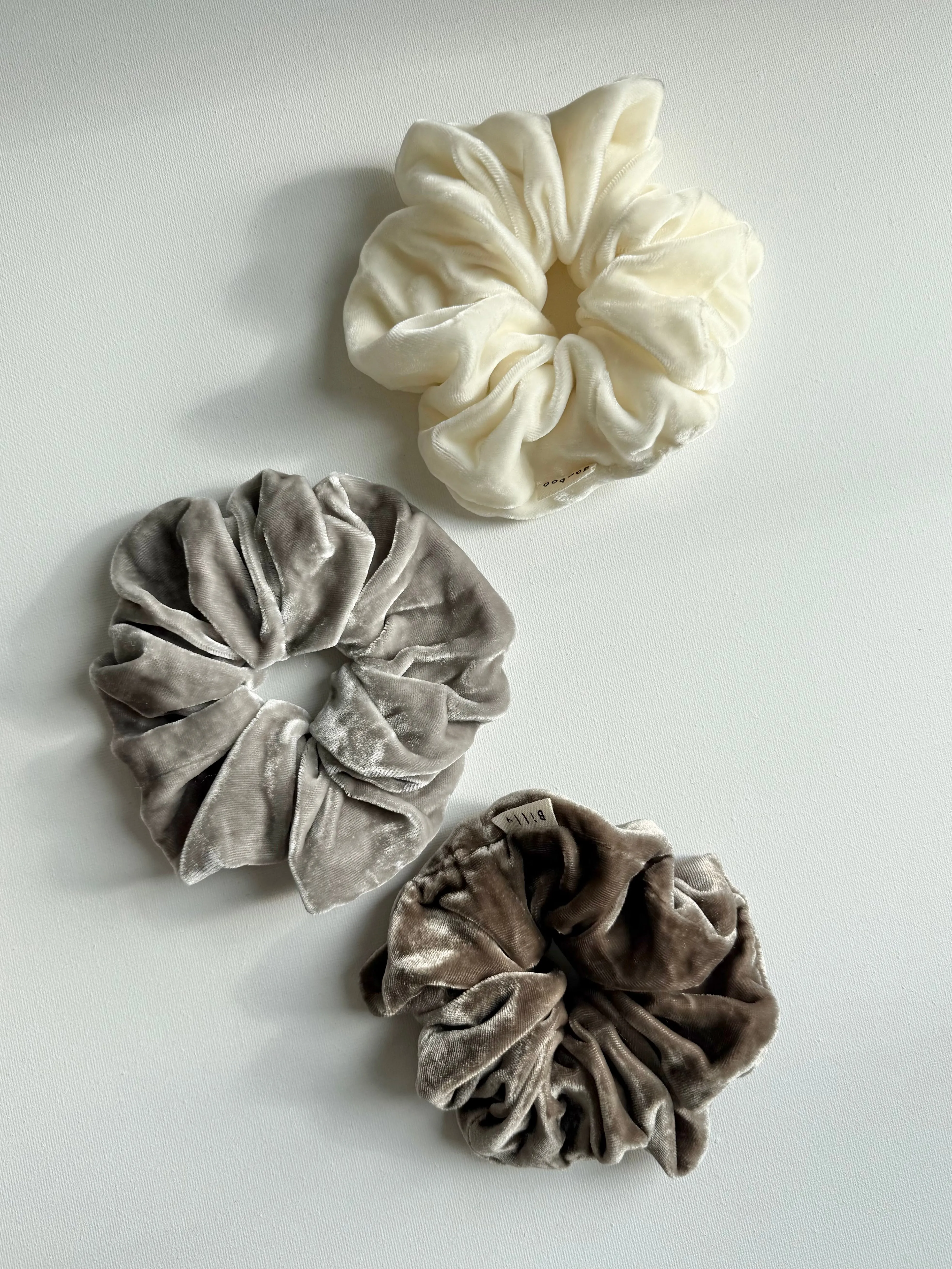 SILK VELVET SCRUNCHIES - neutral sold by Billy Bamboo product image thumbnail 3