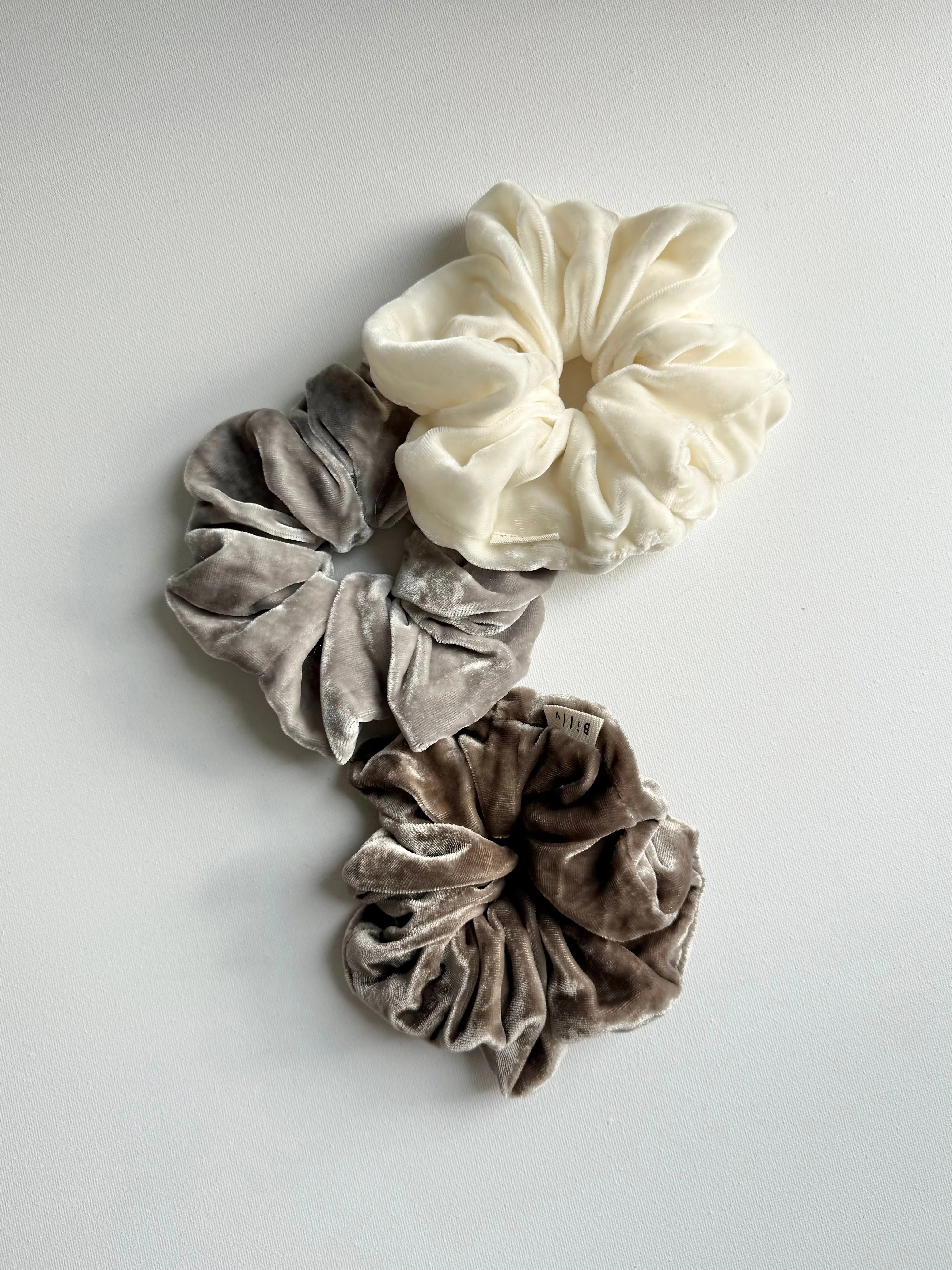 SILK VELVET SCRUNCHIES - neutral sold by Billy Bamboo product image thumbnail 5
