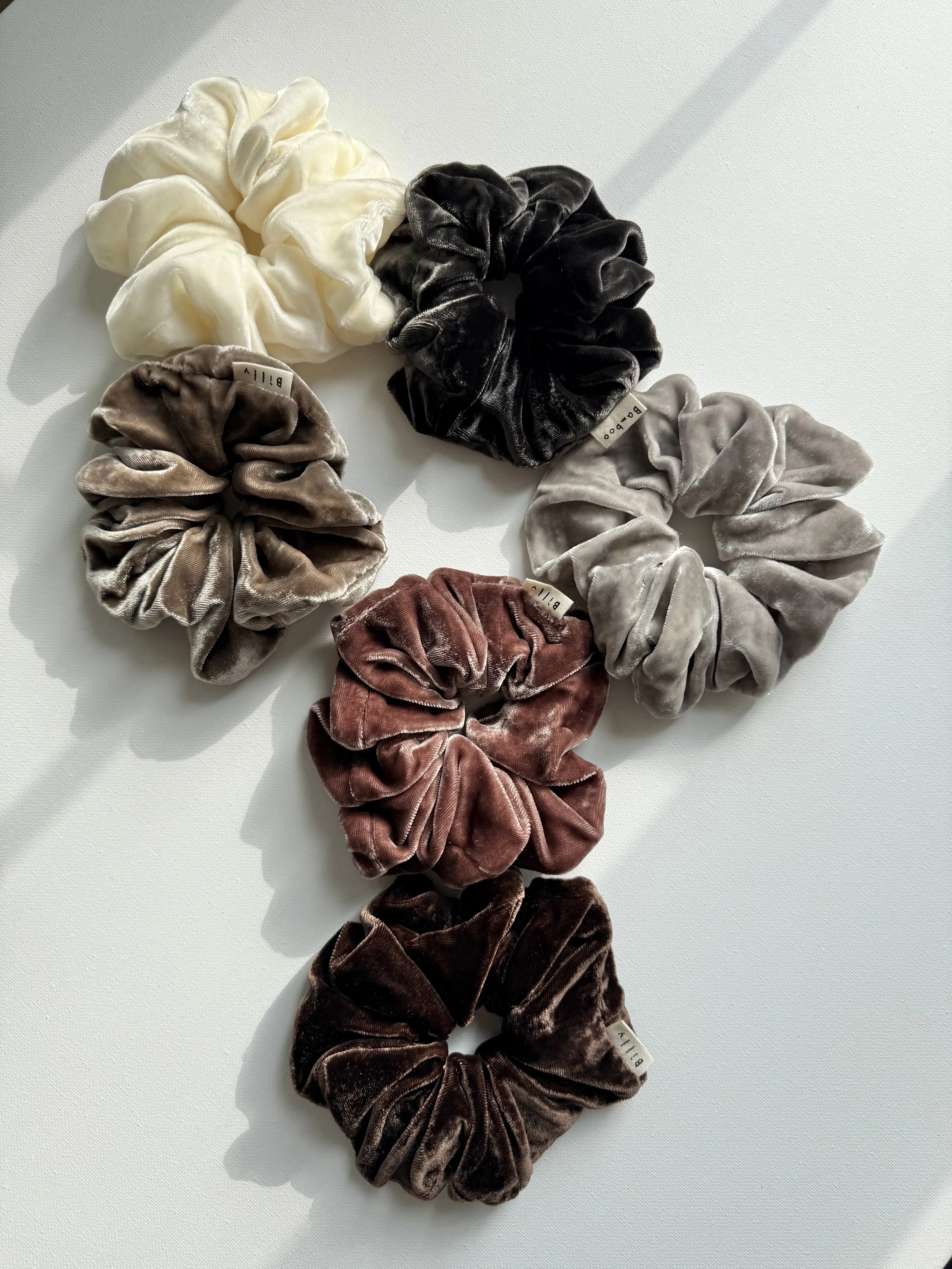 SILK VELVET SCRUNCHIES - neutral sold by Billy Bamboo product image thumbnail 2