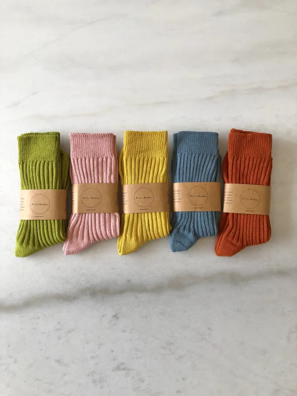 RIBBED COTTON HIGH SOCKS - pastel sold by Billy Bamboo