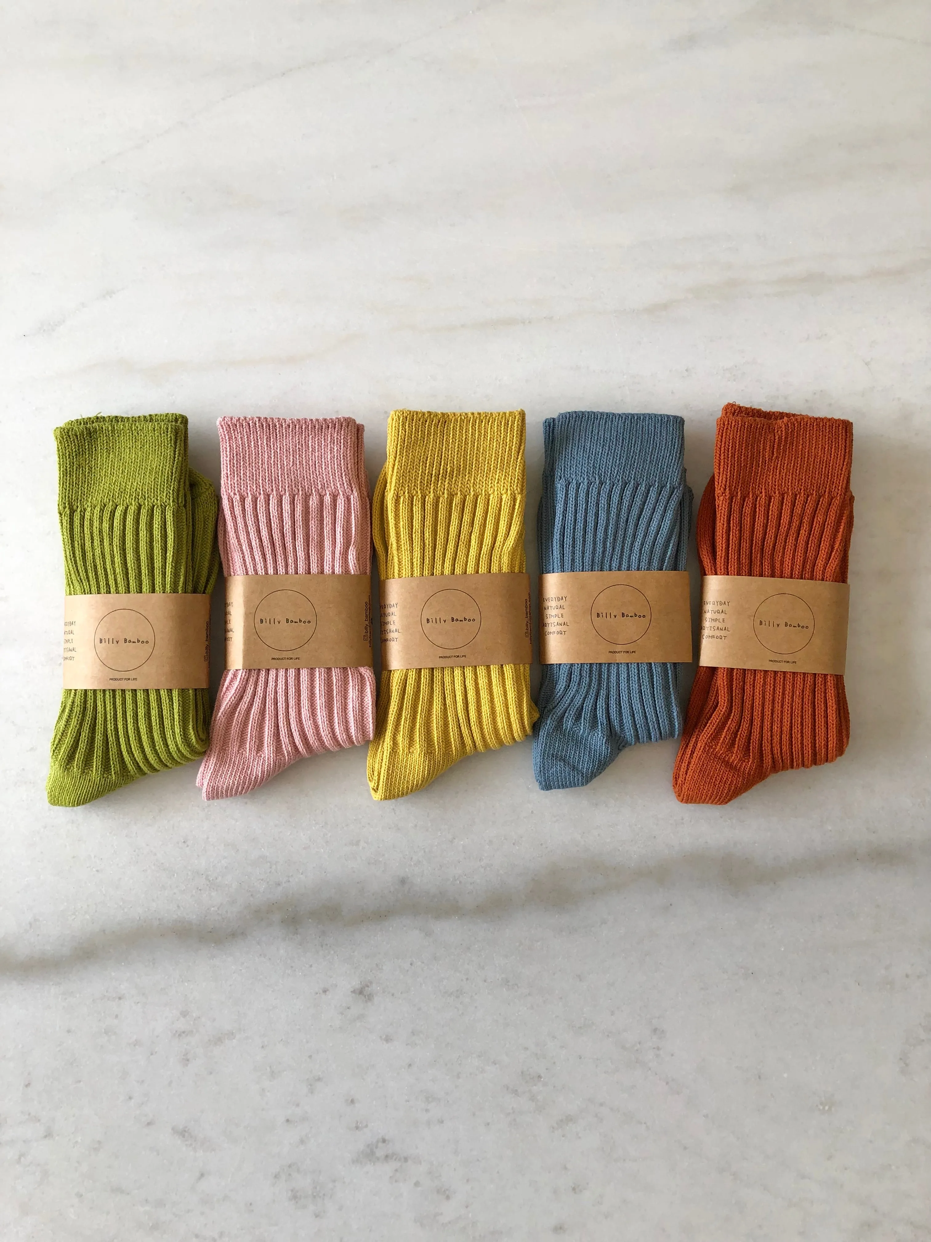 RIBBED COTTON HIGH SOCKS - pastel sold by Billy Bamboo