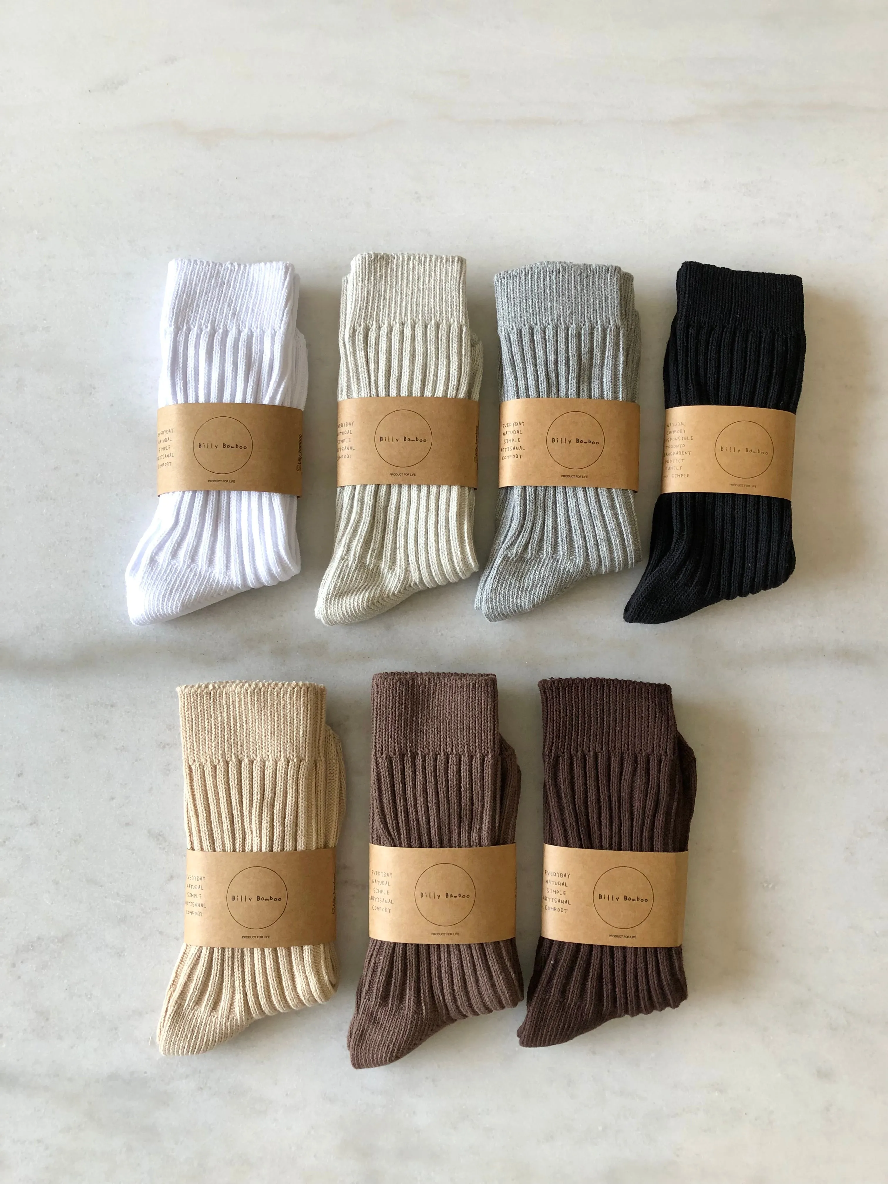 RIBBED COTTON HIGH SOCKS - neutral sold by Billy Bamboo