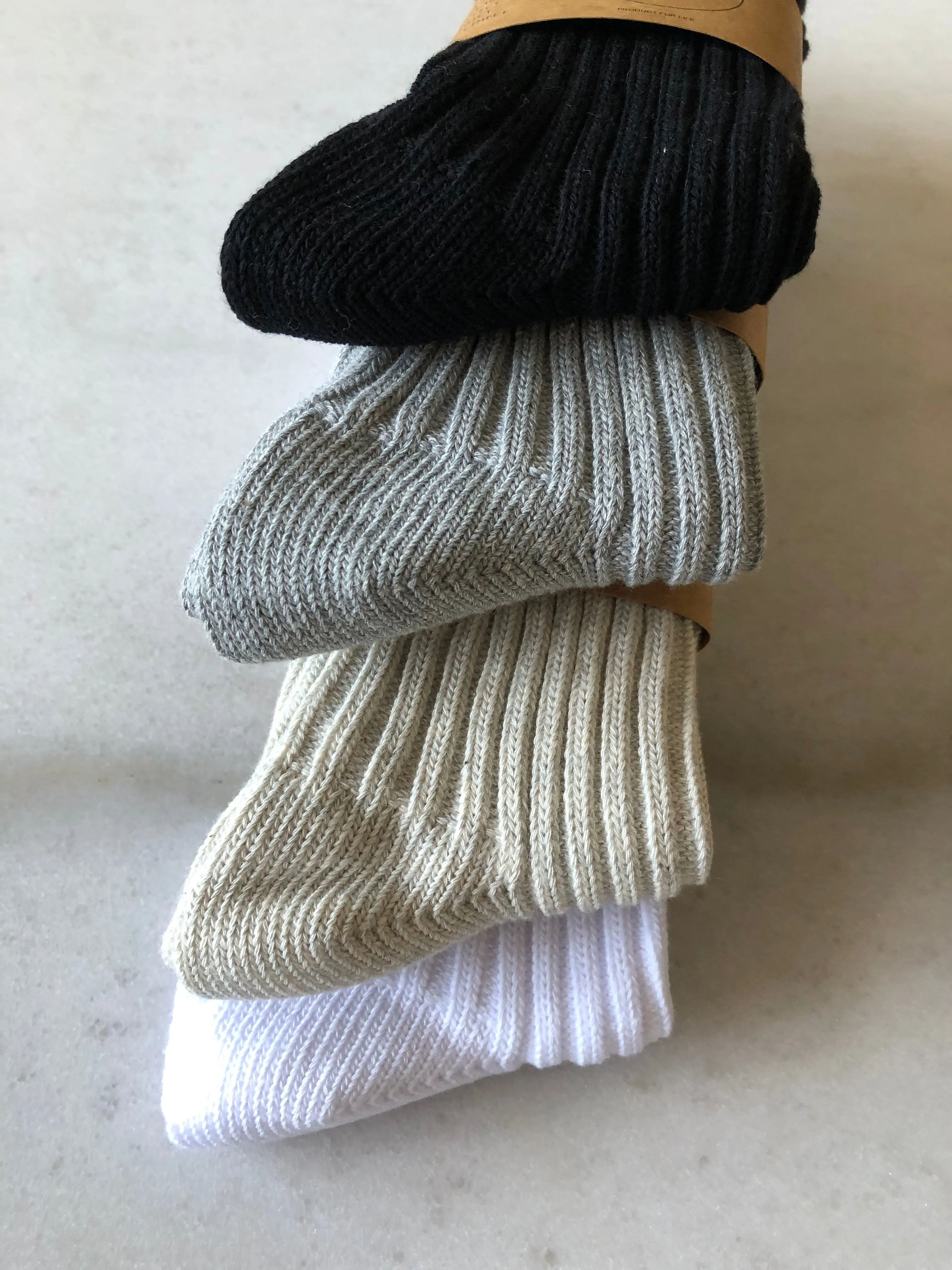 RIBBED COTTON HIGH SOCKS - neutral sold by Billy Bamboo product image thumbnail 4