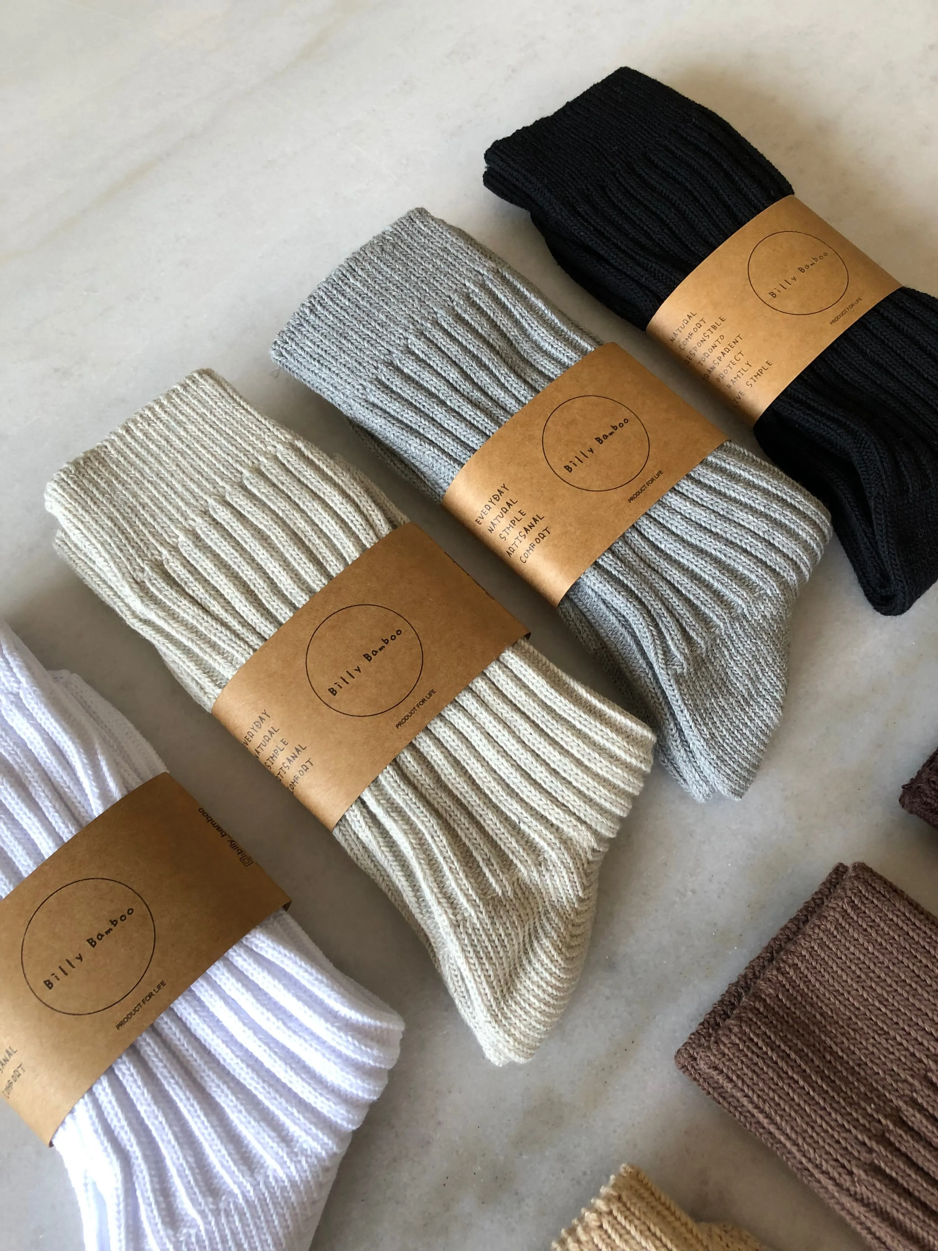RIBBED COTTON HIGH SOCKS - neutral sold by Billy Bamboo product image thumbnail 3
