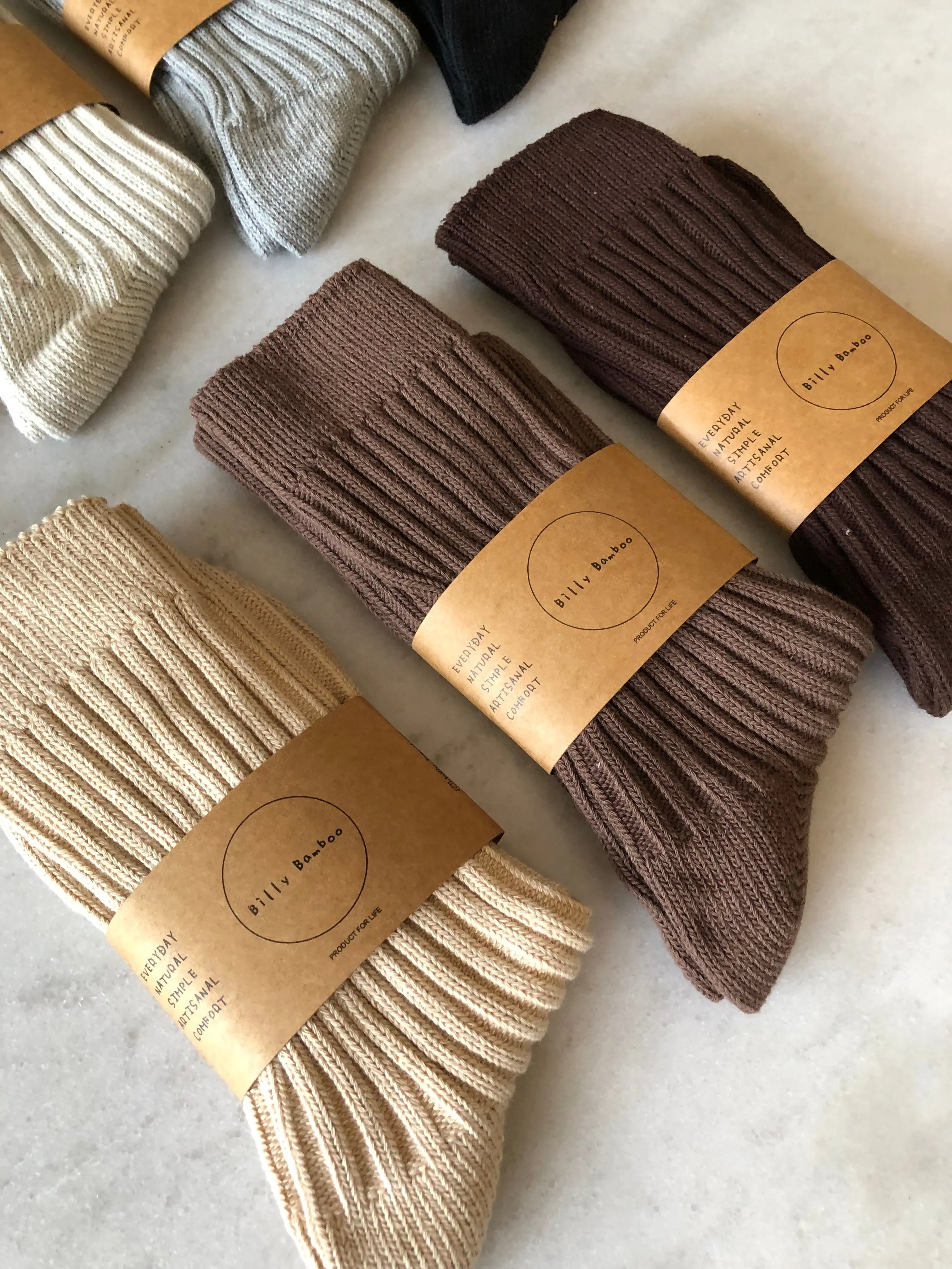 RIBBED COTTON HIGH SOCKS - neutral sold by Billy Bamboo product image thumbnail 2