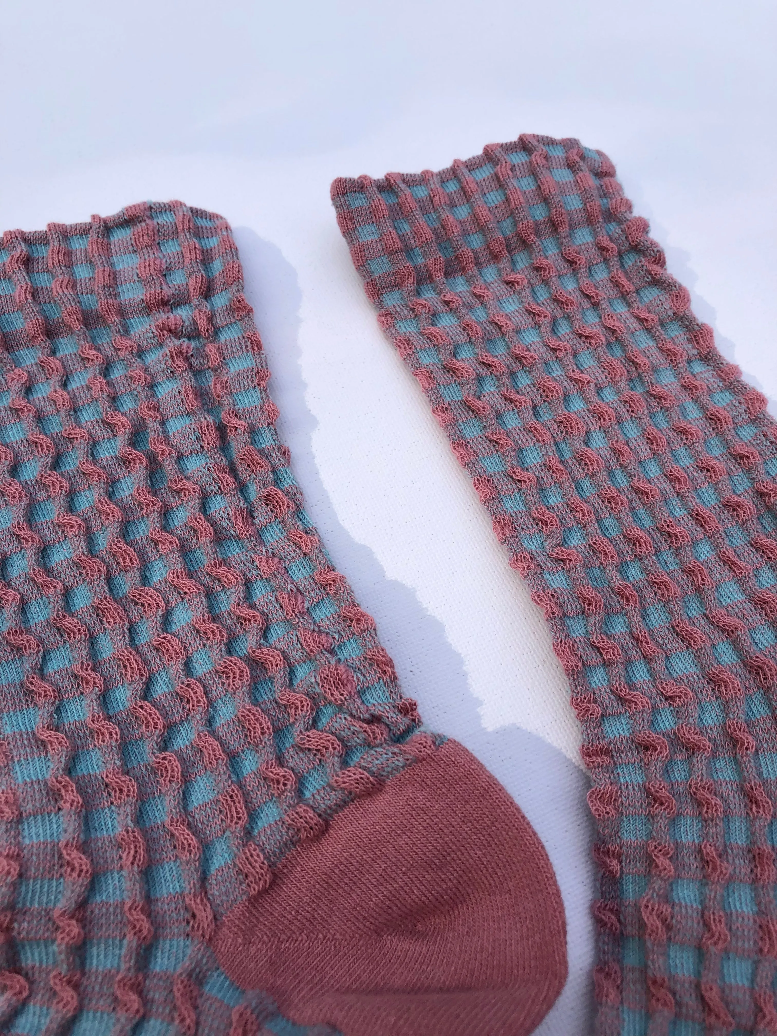 GINGHAM WAFFLE SOCKS - neutral sold by Billy Bamboo product image thumbnail 4