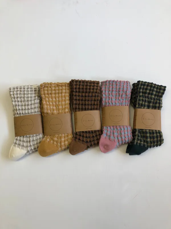 GINGHAM WAFFLE SOCKS - neutral sold by Billy Bamboo